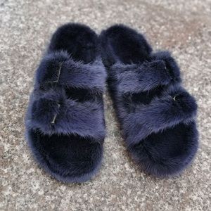 100 percent mink fur slides
